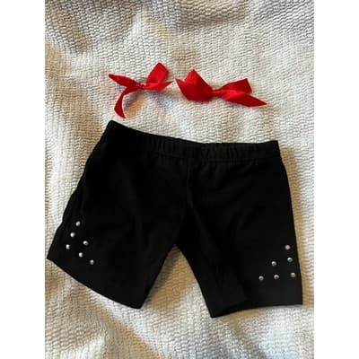 Build A Bear Workshop Red Bows Studded Black Shorts Teddy Bear Clothing