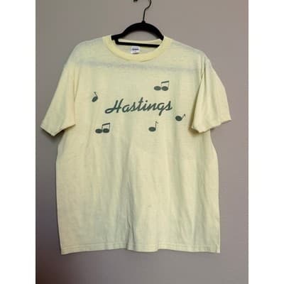 Gulf Coast Sportswear Vintage Hastings Guitar Music Store T Shirt Yellow Men’s L