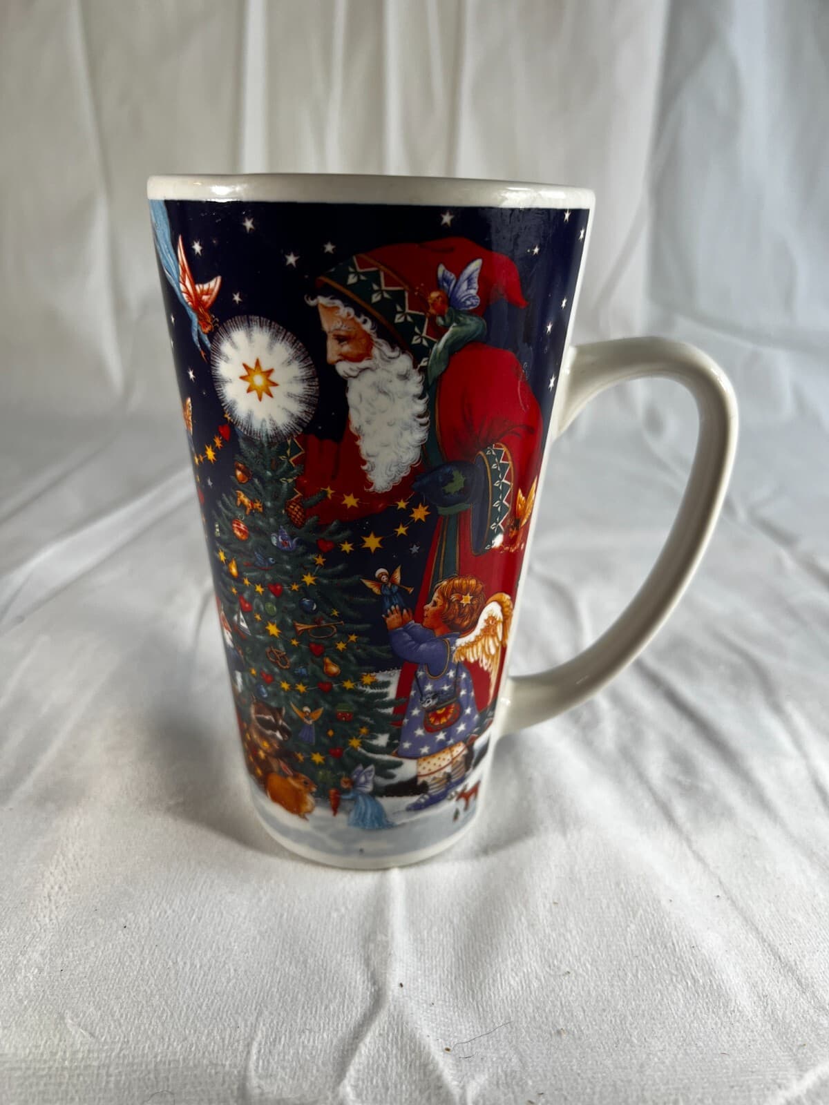 Certified International Vintage Christmas Santa Tall Mug Judith Griffith Fairy