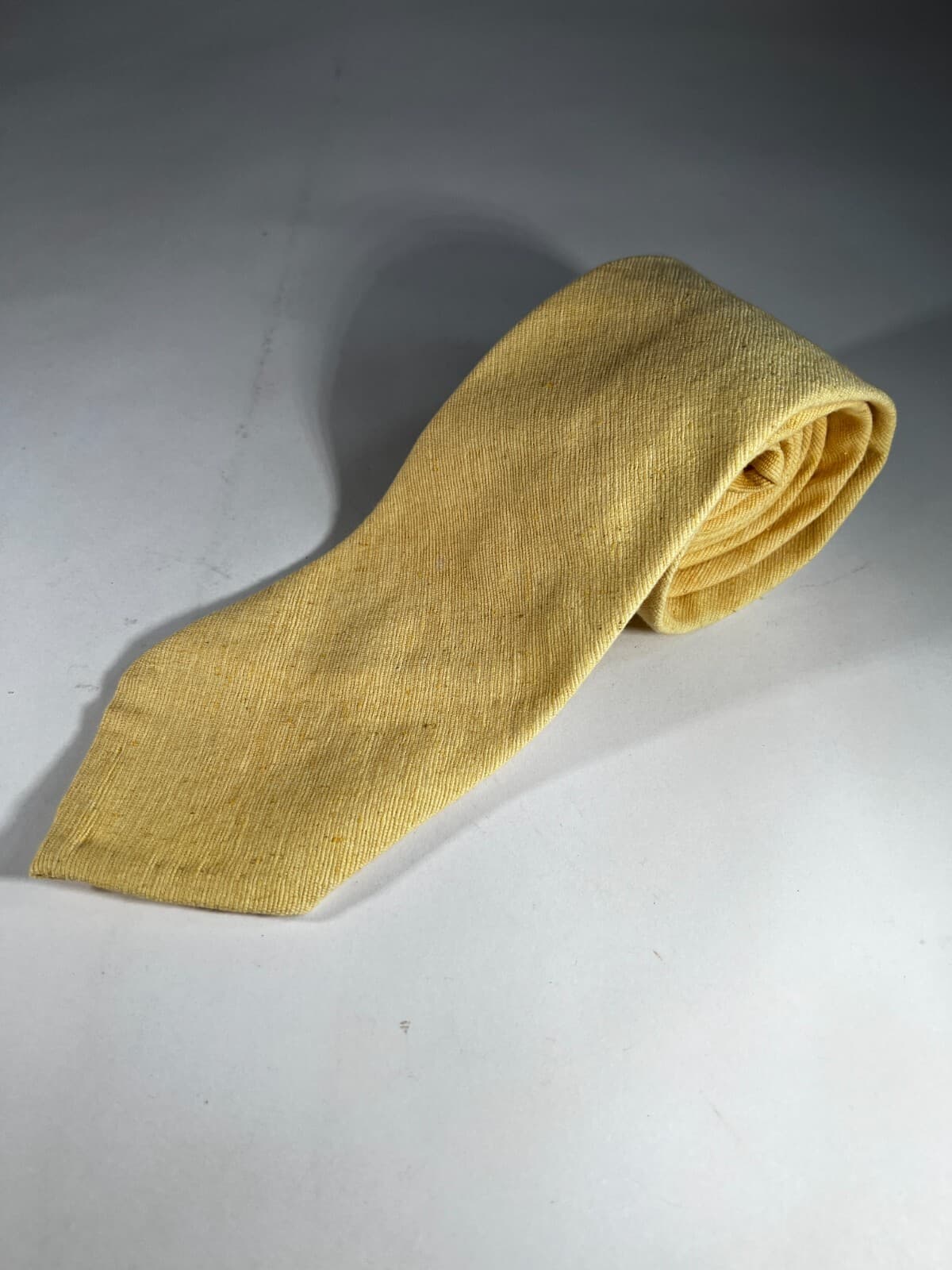 Vintage Polo Ralph Lauren Necktie Tie Handmade Solid Yellow Retro
