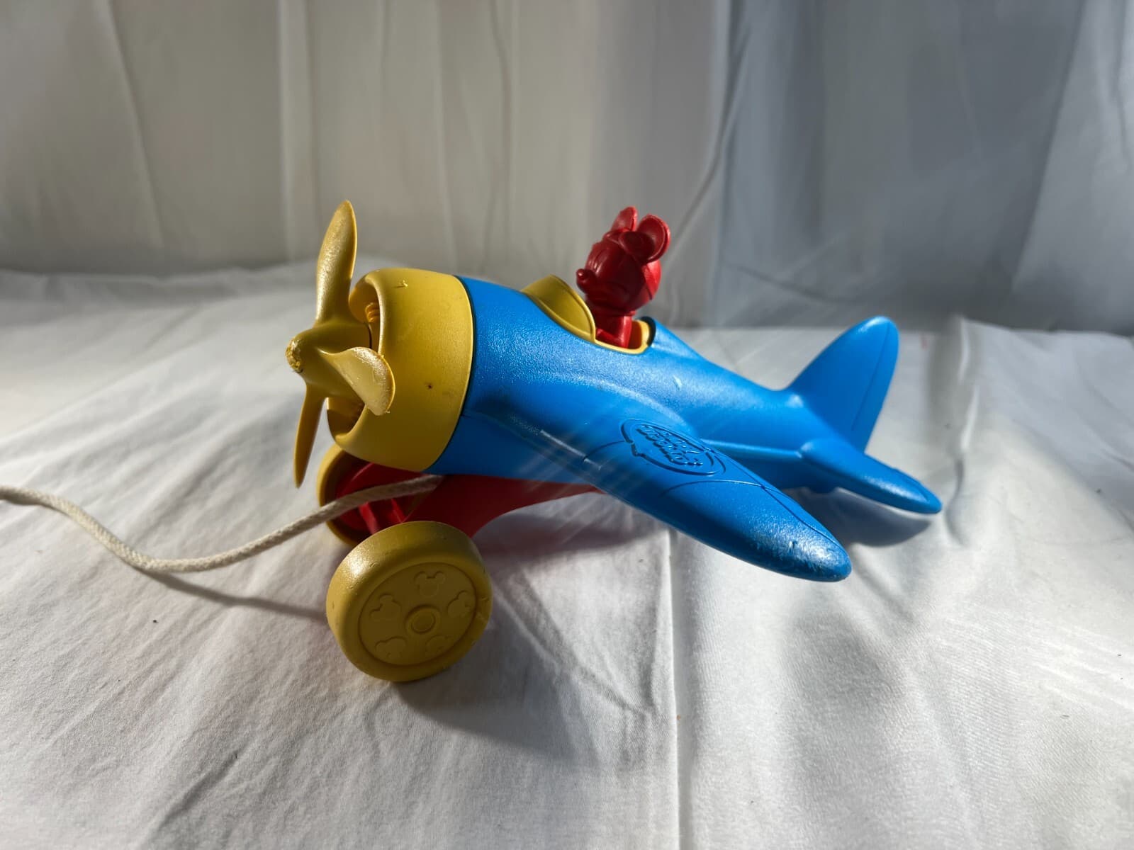 Disney Baby Green Toys Mickey Mouse Airplane Pull Toy Wobble Plane 100% Recycled