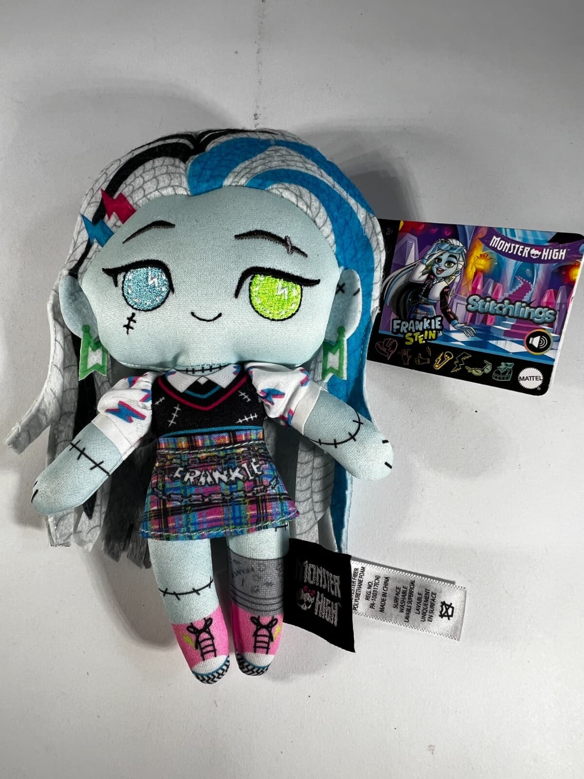 Mattel MONSTER HIGH Stitchlings FRANKIE STEIN Plush Stuffed Talking Doll 7" NEW