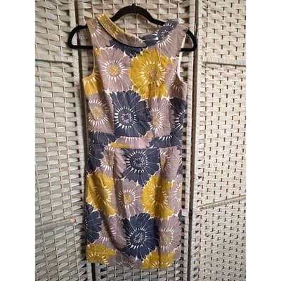 Boden Retro Inspired Shift Dress Multicolor Small Fully Lined Boat Neck Collar