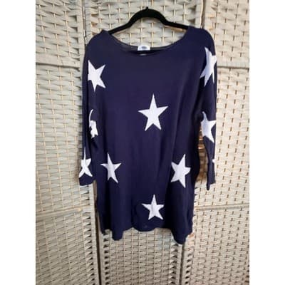 Old Navy Sweater Mini Dress Women's Blue XL Wide Crew Neckline Long Sleeve