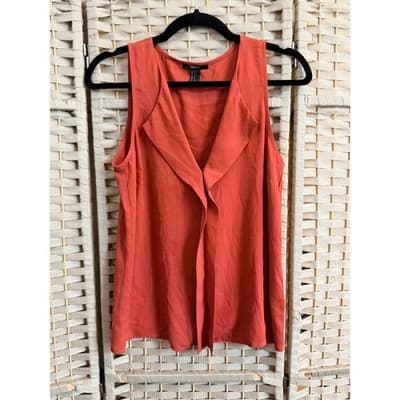 Forever 21 Sleeveless Flowy Dressy Tank Top M Terracotta Dust Draped Cowl Neck