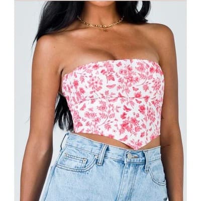PRINCESS POLLY Juliet Bustier Top XS Pink NWOT Corset Style Halter Summer