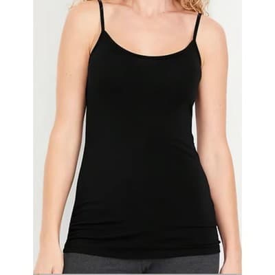 Old Navy First Layer Cami Tunic Tank Top Black M Adjustable Spaghetti Strap