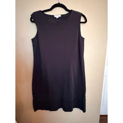 New York and Company Summer Shift Dress L Black NWOT Cap Sleeve Crew Neck