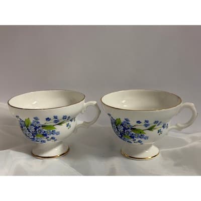 Set of 2 Forget Me Not by Rosina Hammersley Teacups Vintage Discontinued