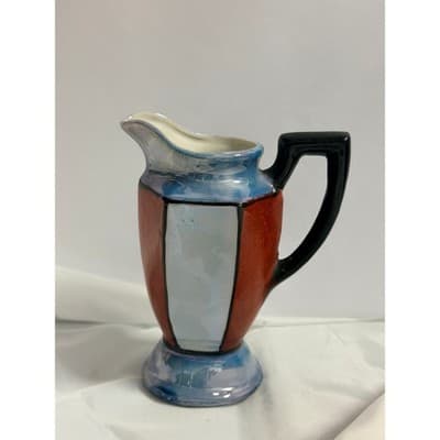 Vintage Japanese Lusterware Creamer Pitcher Art Deco Multicolor Ceramic