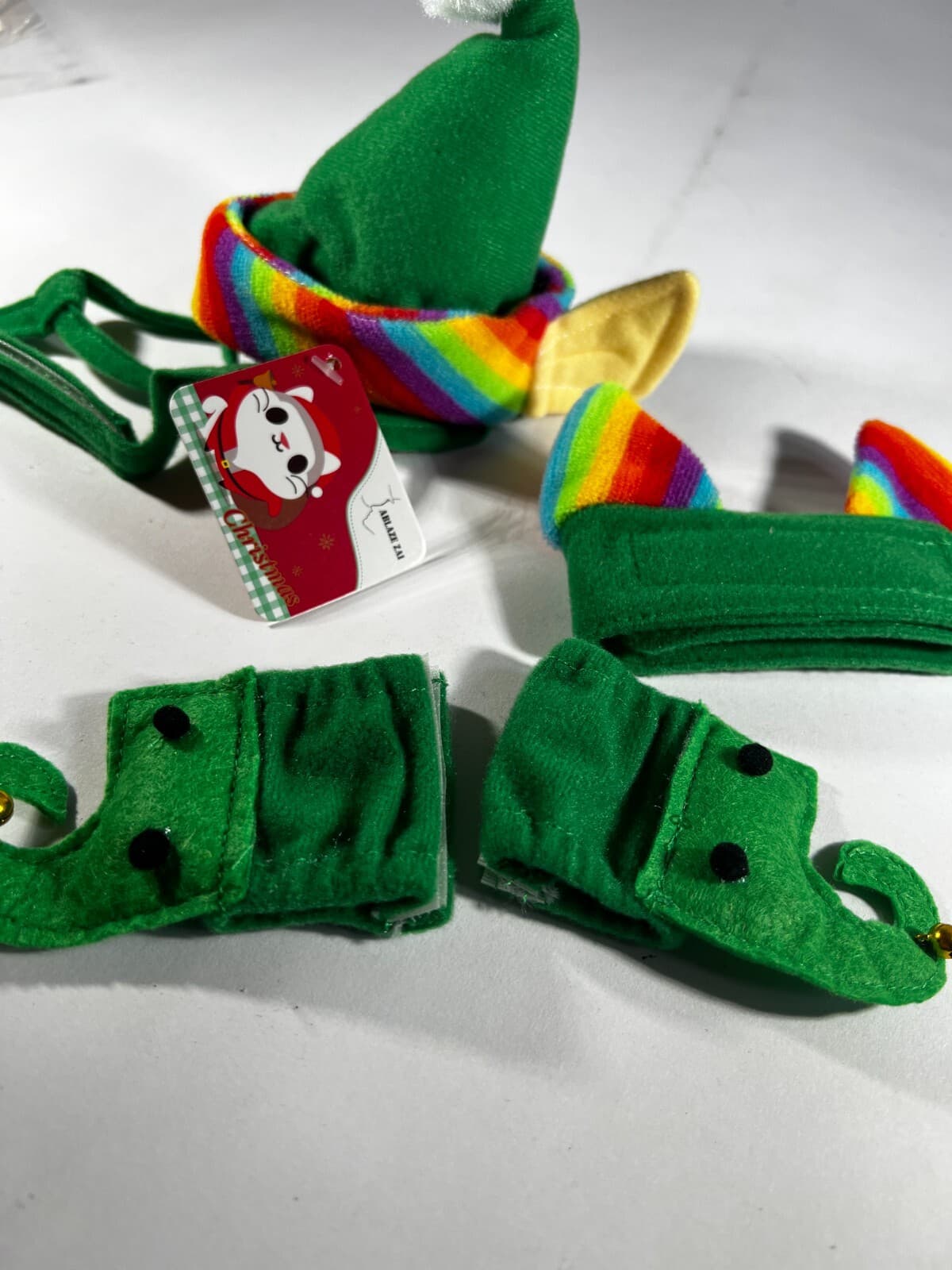 NEW Cat Christmas Elf Costume Kitten Size Small 4 pieces Outfit Pet Holiday