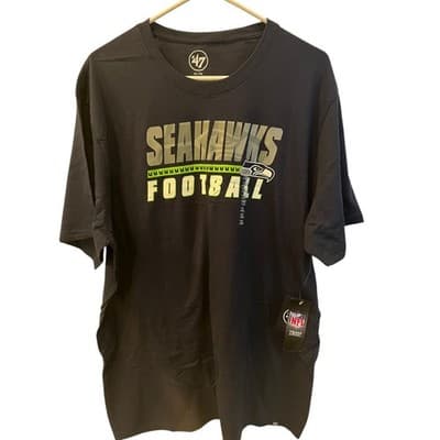 NWT Seattle Seahawks Men's NFL '47 Brand Front and Back Design Shirt Navy Blue