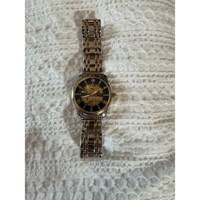 Lavaredo Automatic Skeleton Watch Diamond Dial Two Tone Stainless Steel Luxury