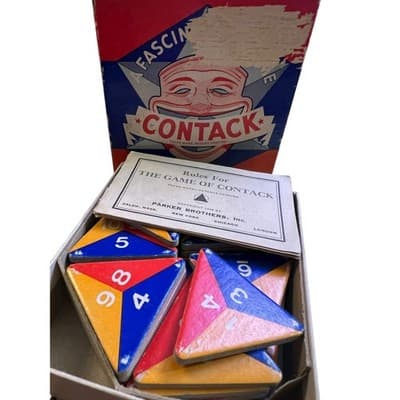 Vintage CONTACK Board Game 1939 Original Box Complete All Pieces Instructions