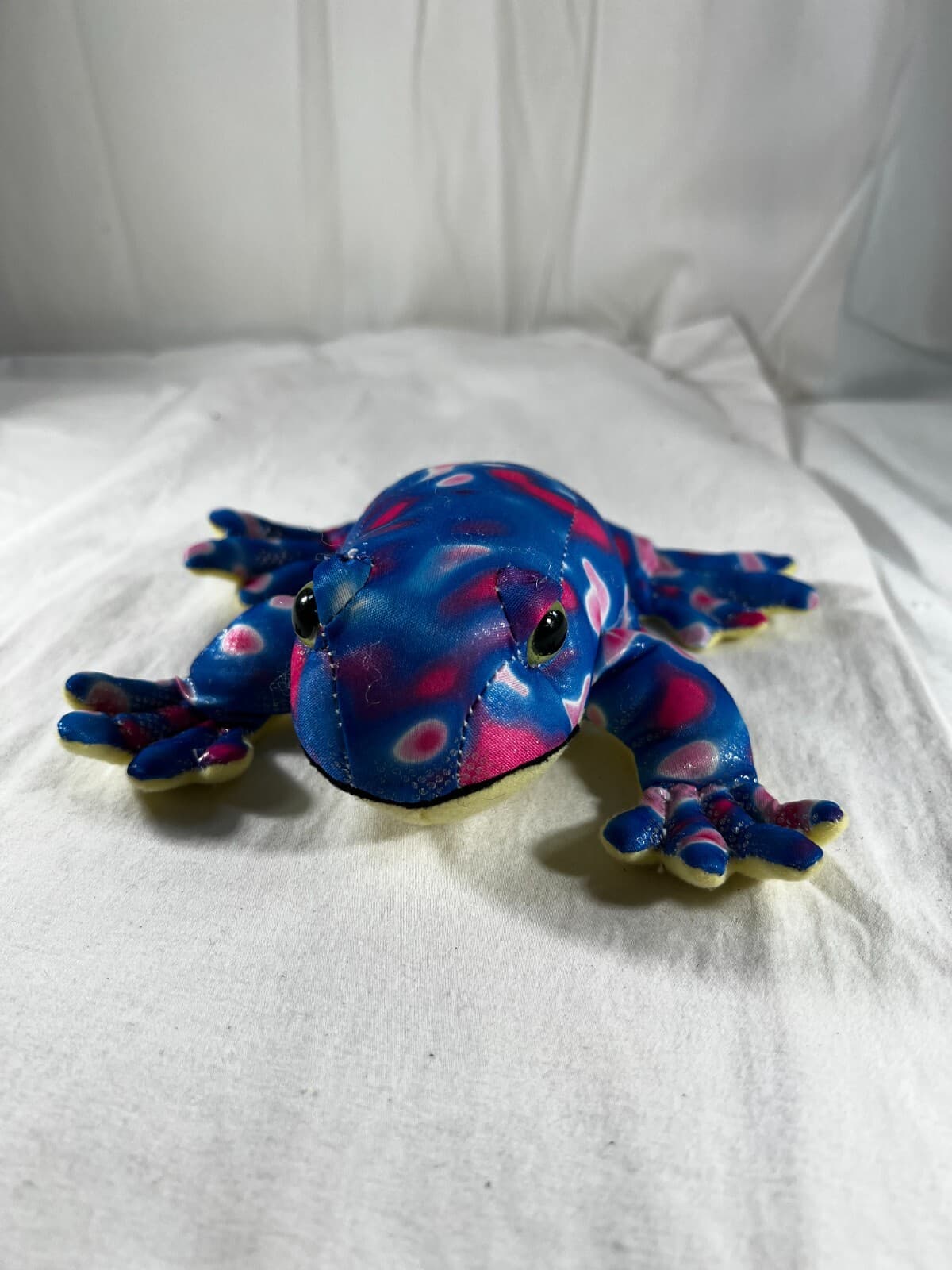 Paul E Sernau Vintage Frog Beanie Plush Stuffed Reptile Toy 6" Blue and Yellow