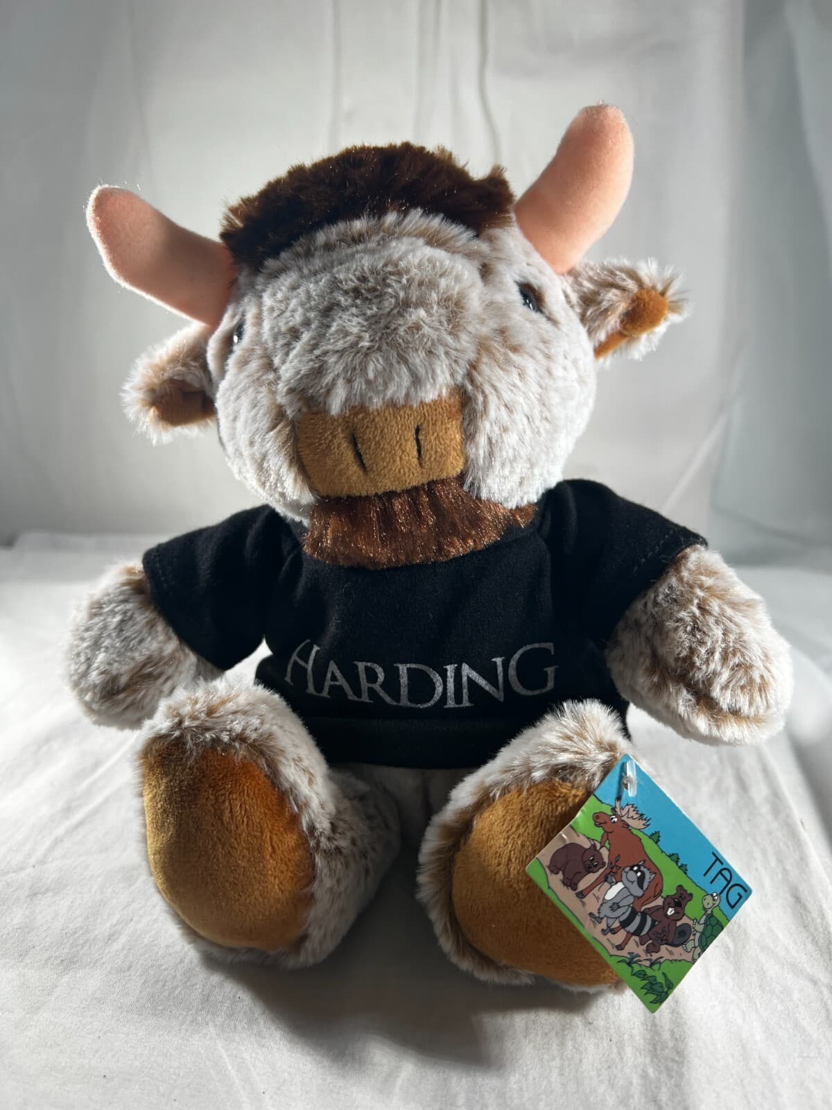 NWT Tag Glenky's Buffalo Alexon Plush Stuffed Animal Toy wearing Harding T-shirt