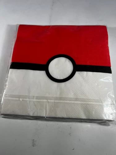 NEW Pokémon Pokeball Birthday Party Supplies Napkins 20 Count 7” square