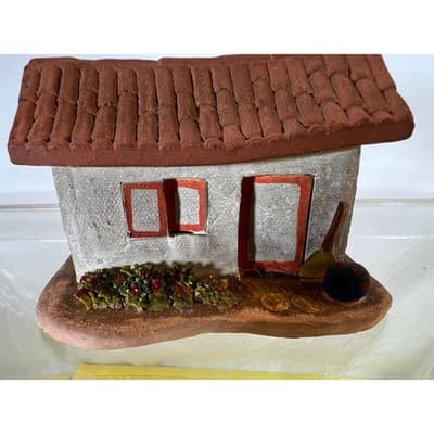 Rare Vintage Artist Handmade Cottage Village Pottery House Hand painted
