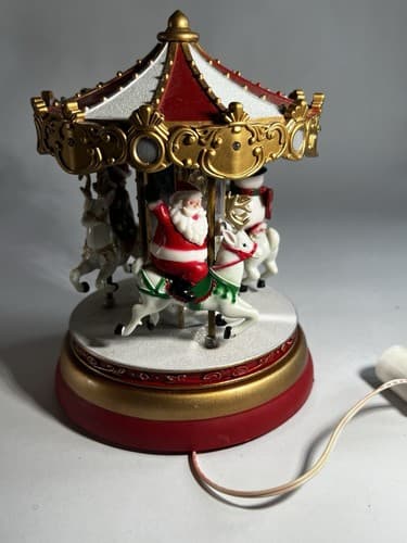 Vintage Christmas Carousel Merry Go Round PAC Pan-Asian Creations Santa WORKS