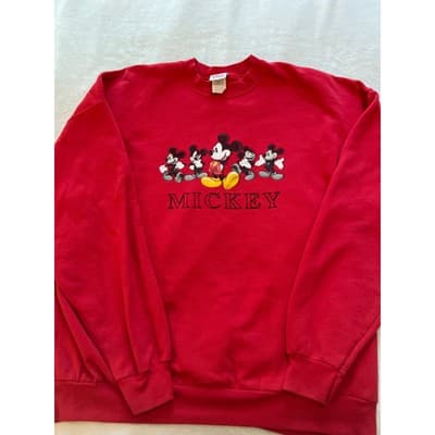 Disney Mickey Mouse Vintage 90s Casual Pullover Unisex Sweatshirt Red XXL