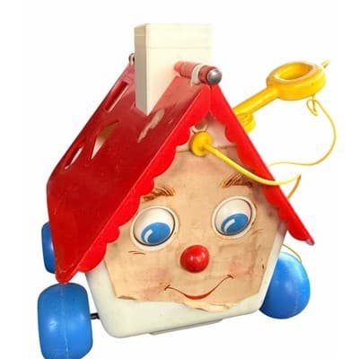 Vintage Fisher-Price Goldilocks and the 3 Bears Play House Pull Toy 1967