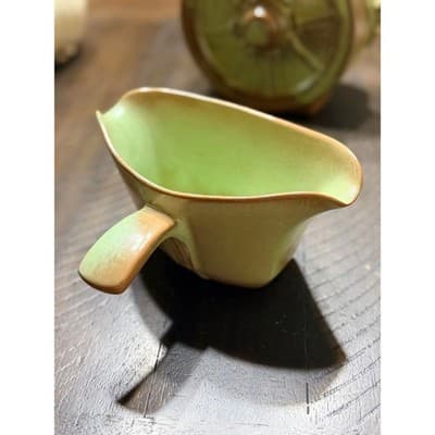 Frankoma GS Prairie Green Gravy Boat Double Sided Vintage Pottery