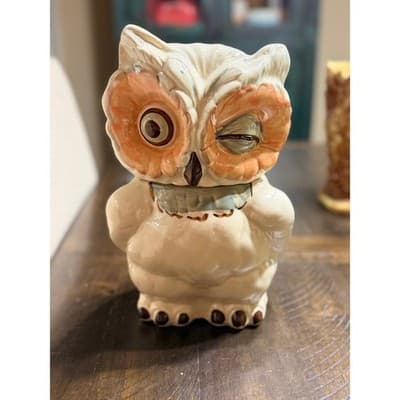 Vintage Shawnee USA Winking Owl Cookie Jar Large 1940's Hand Painted Design 11"