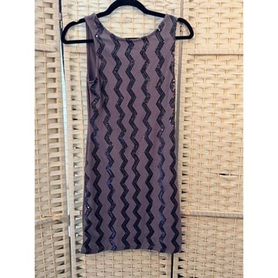 Planet Gold Couture Medium Sequin Chevron Sheath Mini Dress Sleeveless Purple