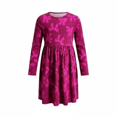 NWT Wonder Nation Girls Long Sleeve Casual Play Dress Hot Pink Large (10-12)