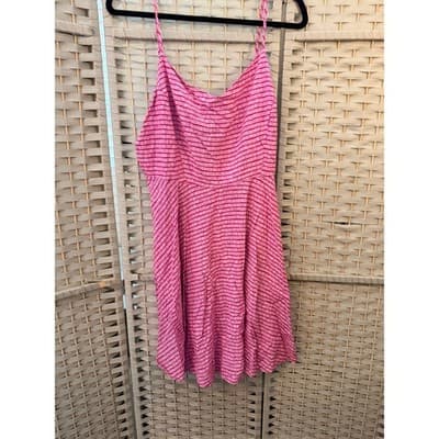Old Navy Fit & Flare Cami Mini Dress XL Pink Stripe Slim Fit A-Line Sleeveless