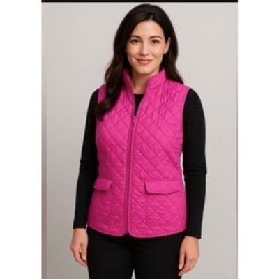 Van Heusen Quilted Zip Front Outerwear Vest XL Pink NWOT Standalone Collar