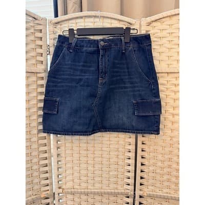 MUDD Women's Utility Mini Skirt Junior 15 Dark Blue Mid Rise Cargo Pocket