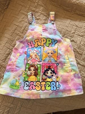 Girls Easter Disney Princess Overall Dress Custom Design 1/1 OOAK Embellished