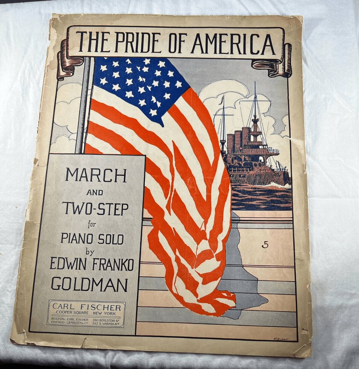 Vintage Sheet Music 1911 Pride America Patriotic March Two-Step Goldman Antique