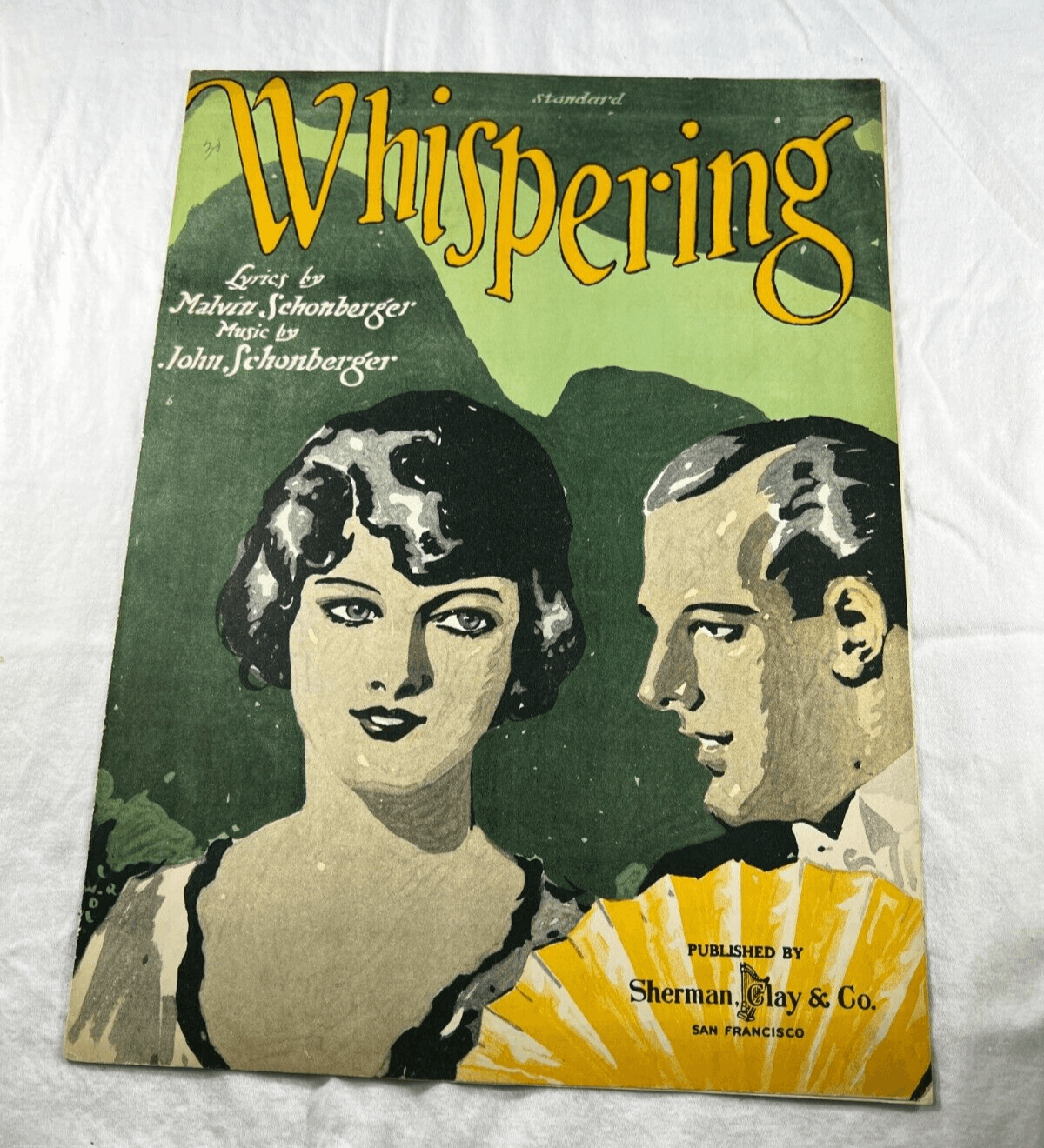 Vintage Sheet Music 1920 Antique Whispering Malvin Schonberger Sherman Clay Co.