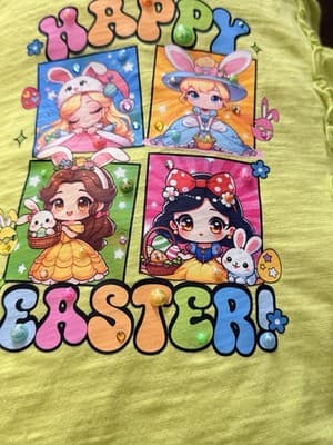 Girls Easter Disney Princess Top Shirt Blouse Custom Design 1/1 OOAK Rare Green