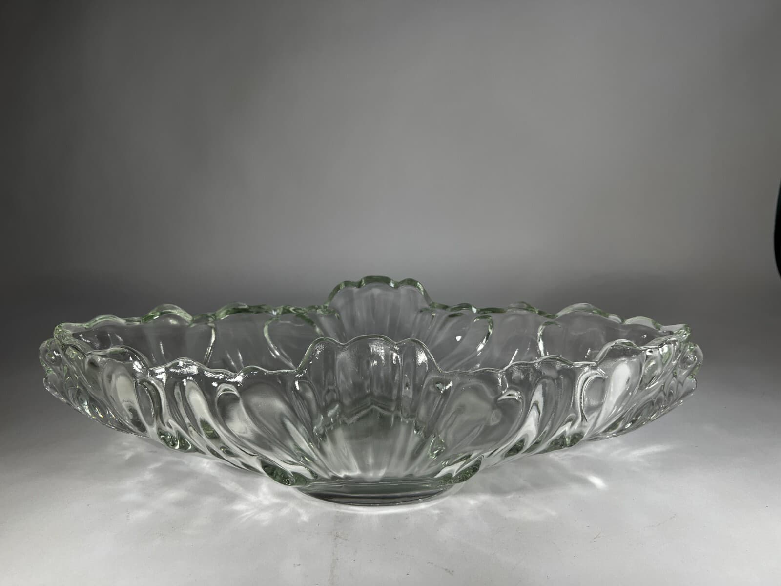 Gorgeous Vintage Clear Crystal Glass Gondola Boat Serving Dish Bowl Unique 4 lbs
