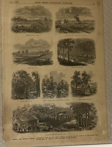 Antique Military Civil War 1864 Frank Leslie's Grant’s Railroad Newspaper 1800s
