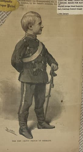 Antique Newspaper Military War Original 1800s Newspaper New Crown Prince Germany
