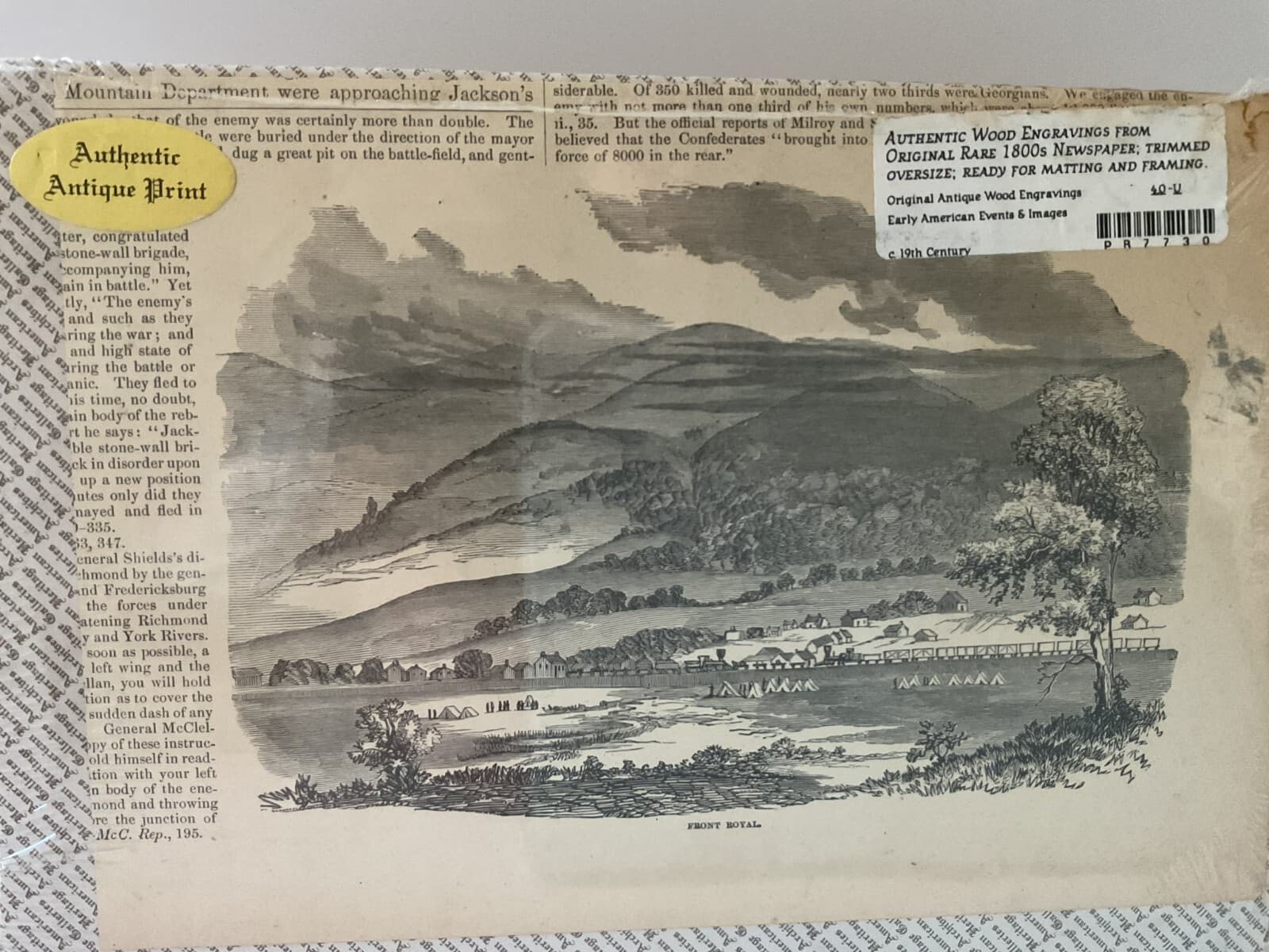 Antique Civil War Wood Engravings Military Rare 1800s Newspaper Front Royal
