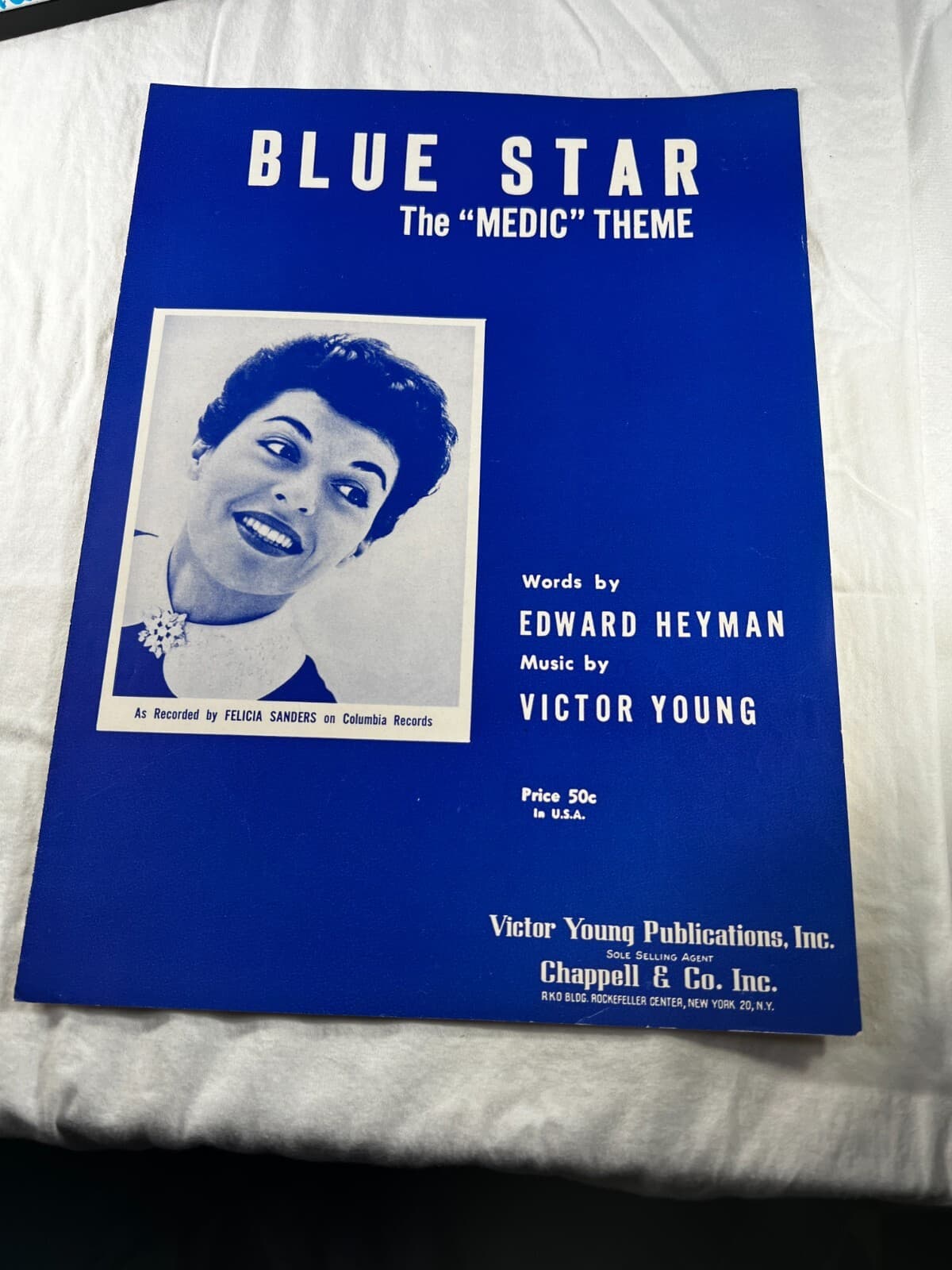 Vintage Sheet Music Blue Star The Medic Theme Felicia Sanders Columbia 1950s