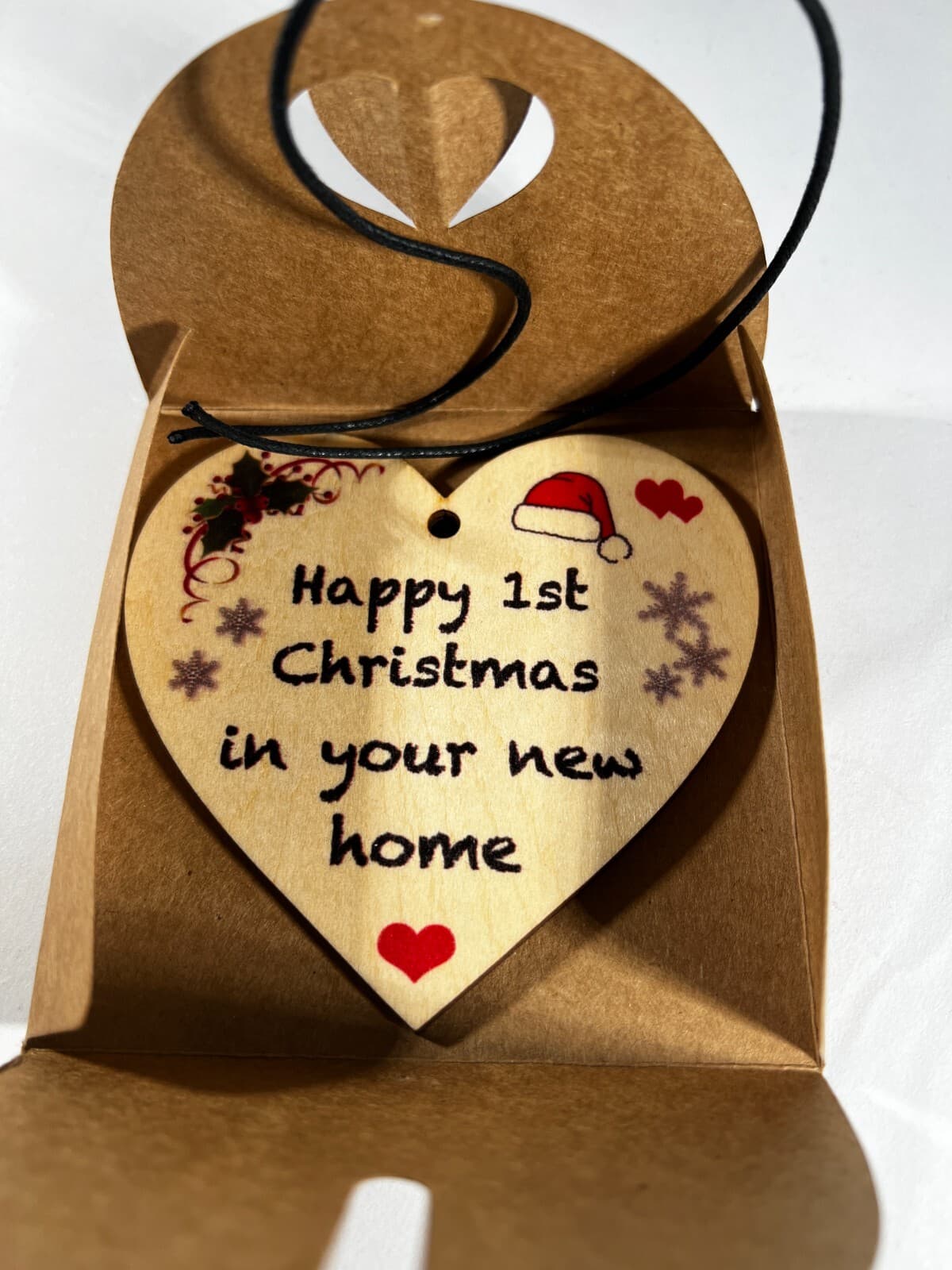 NEW Wooden Heart Christmas Ornament Happy 1st Christmas in Your New Home