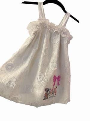 Girls White Eyelet Easter Dress Custom Design FOR PEEPS SAKE Exclusive OOAK 💕