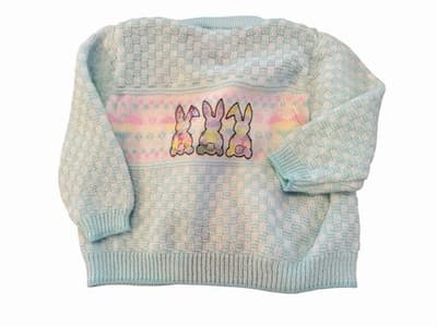 Snuggle Alert Vintage Easter Sweater Upstyled Toddler 12 M Custom Design Bunnies