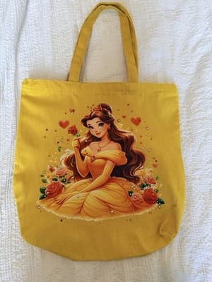Beauty & Beast Belle Fabric Tote Custom Design OOAK Exclusive 1/1 Embellished