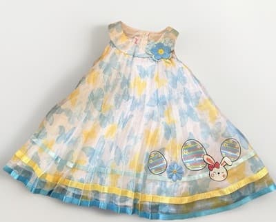 Girls Gorgeous Easter Dress Custom Design 1/1 Exclusive Blue Yellow Chiffon OOAK