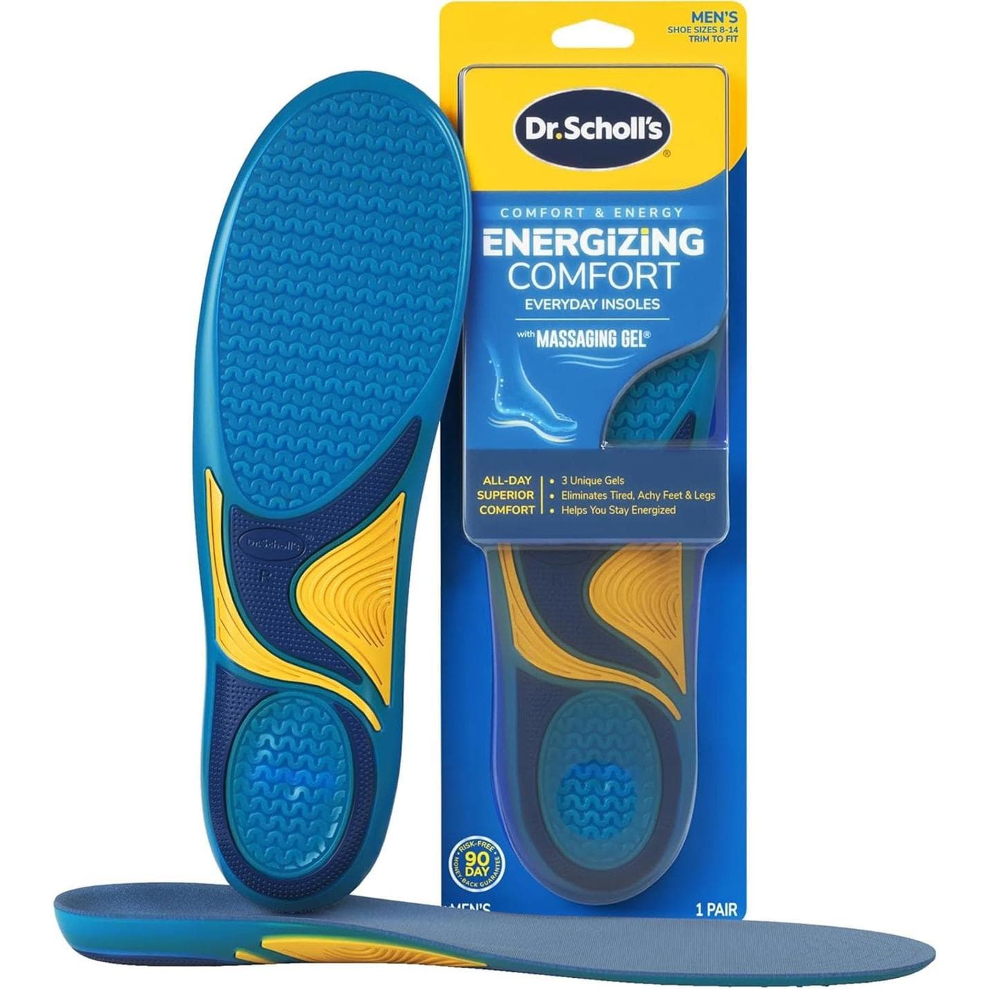 One Time Used-Dr. Scholl's Energizing Comfort Men Everyday Insoles Massaging Gel