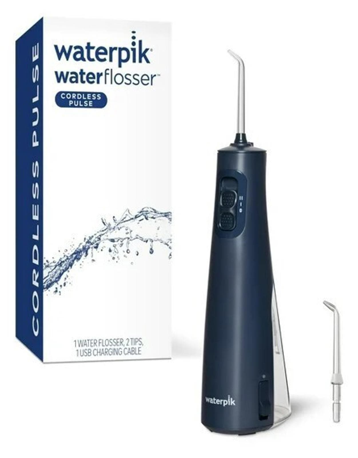 Used-Waterpik Cordless Pulse Rechargeable Portable Water Flosser -Navy Blue