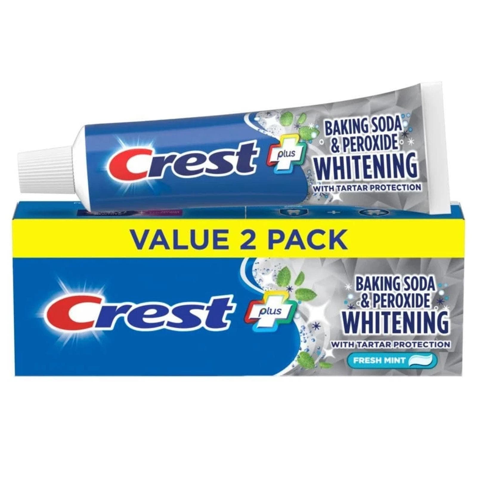 Crest Cavity Tartar Protection Toothpaste Whitening Baking Soda Fresh Mint (2PK)