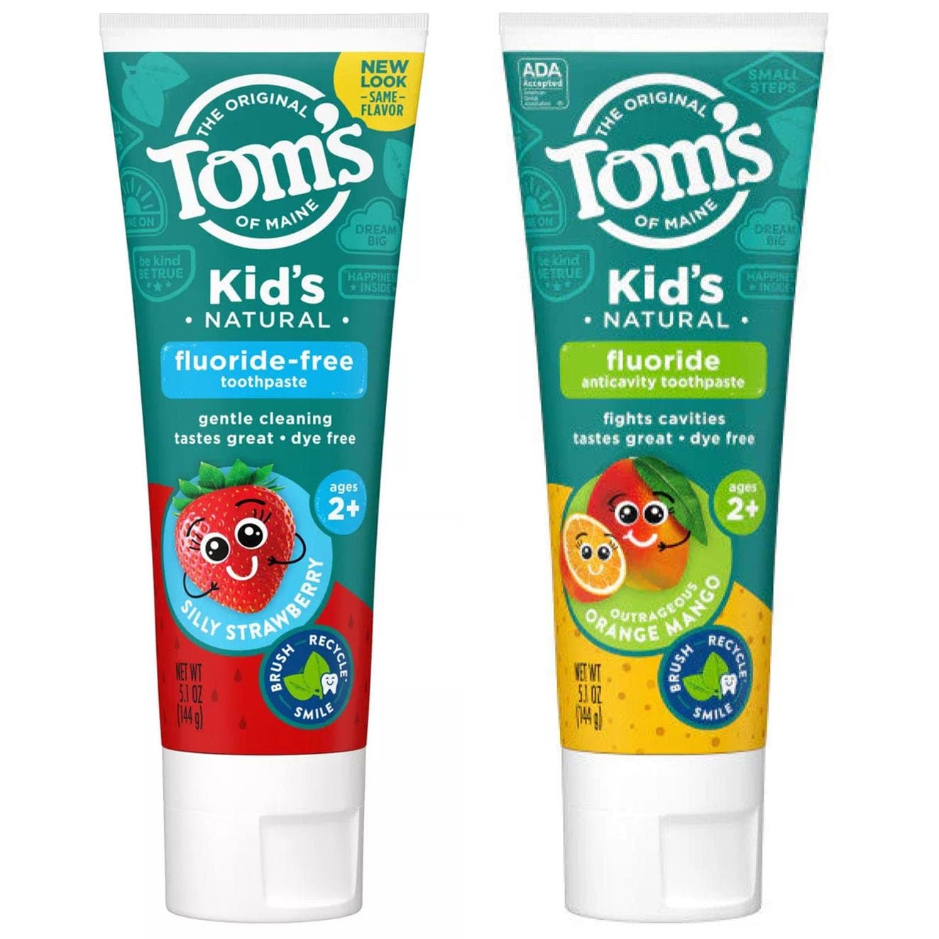 Tom's of Maine Anticavity Kids Natural Toothpaste Silly Strawberry, Orange Mango